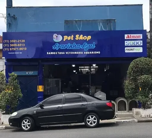 Fachada da Ararinha Azul Pet Shop