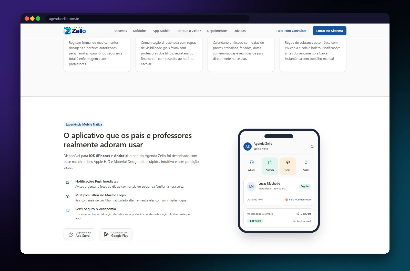 Agenda Zello: mais uma seção no computador