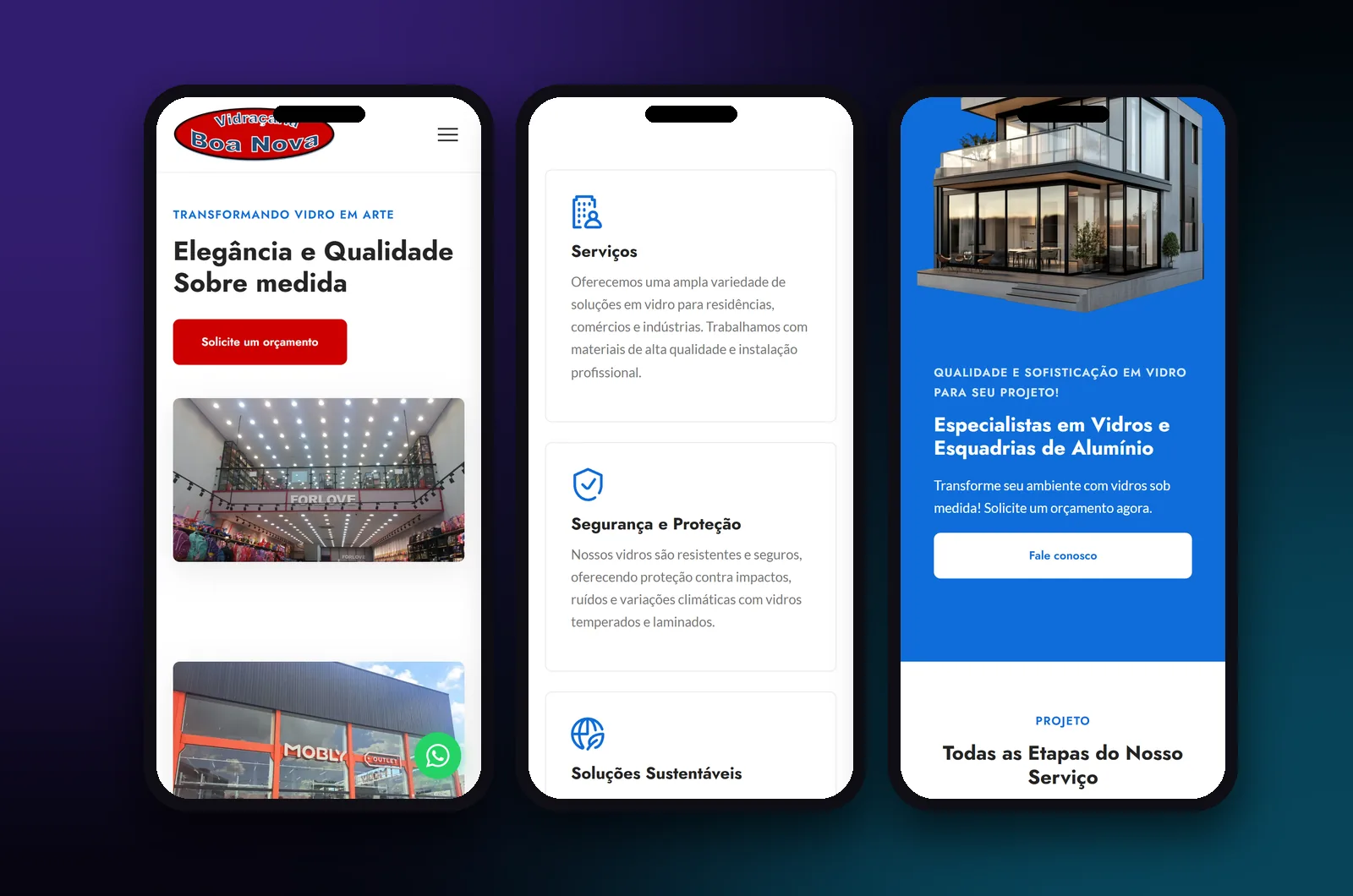 Vidraçaria Boa Nova: versão para celular