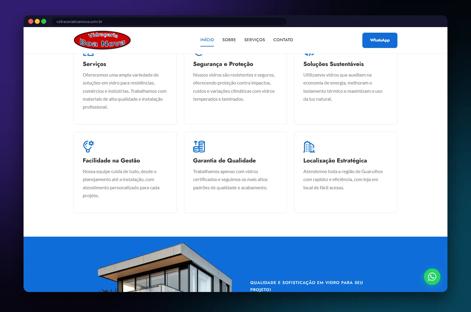 Vidraçaria Boa Nova: mais uma seção no computador