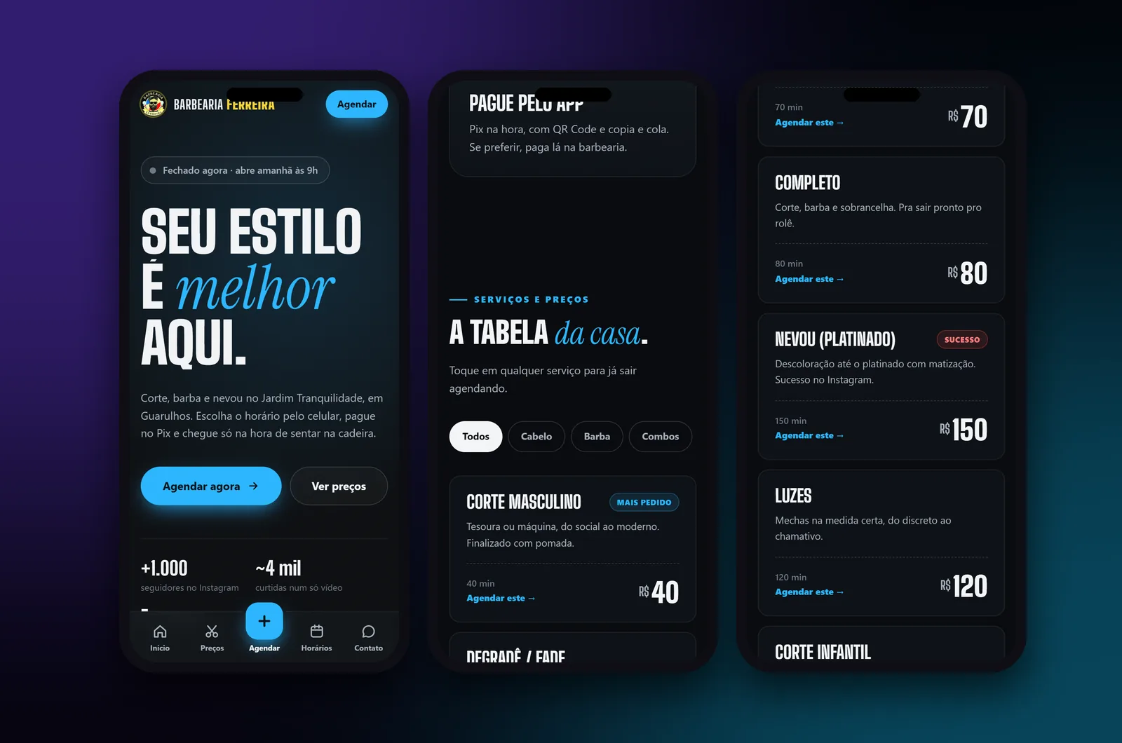 Barbearia Ferreira: versão para celular
