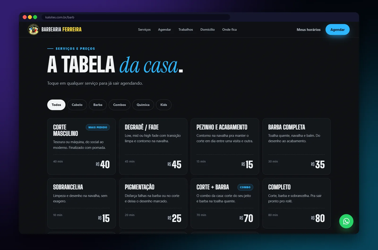 Barbearia Ferreira: mais uma seção no computador